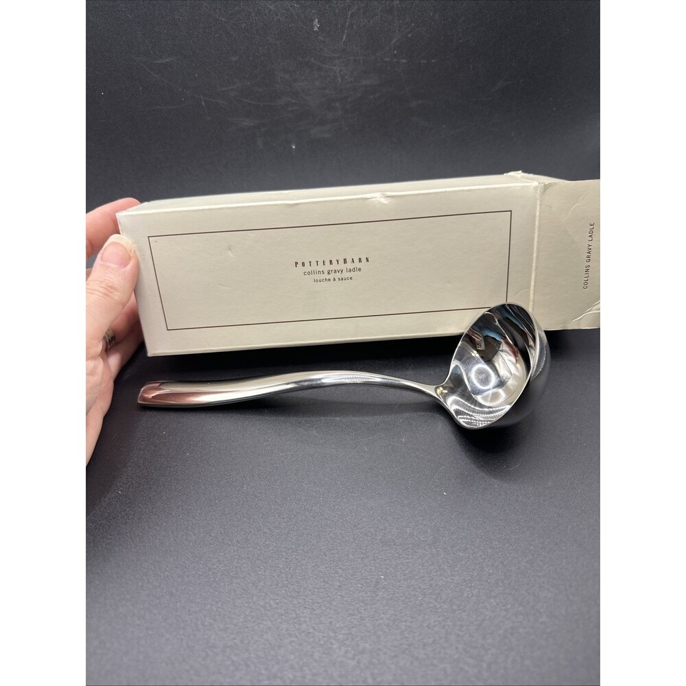 Pottery Barn 18/10 Stainless Steel Classic Flatware Collins Gravy Ladle NIB